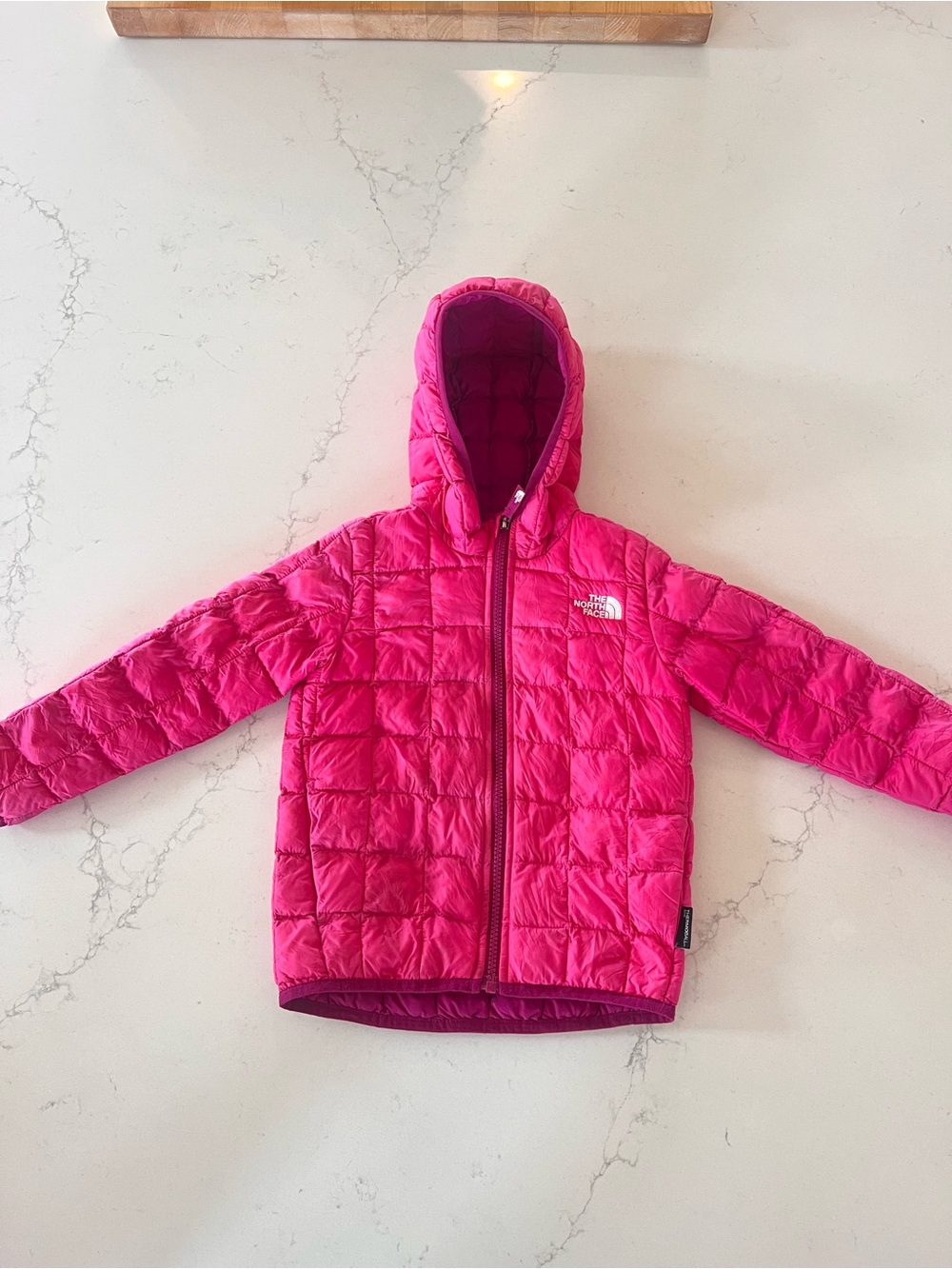 The North Face Bright Pink Hooded Quilted Jacket